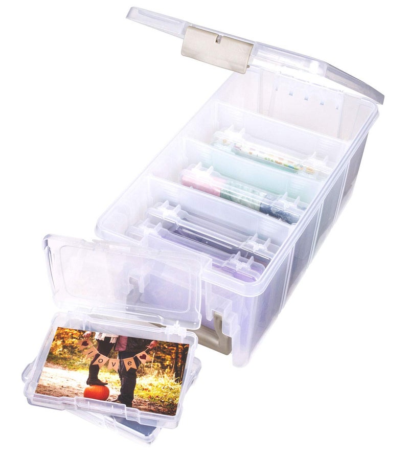ArtBin Semi Satchel Photo Storage Photo & Craft Organizer Set, Large Box with [8] Plastic Storage Cases Inside, Clear - Image 5